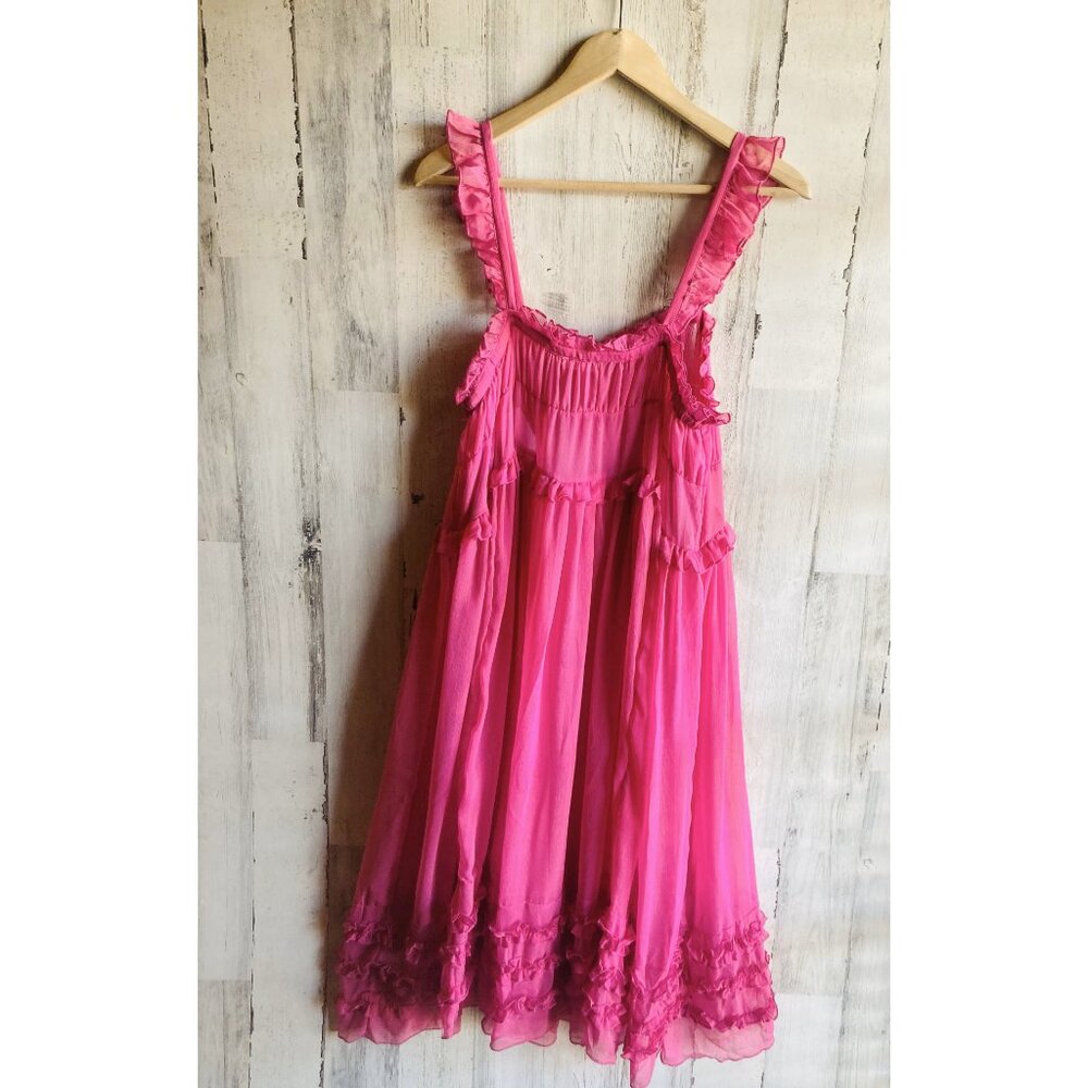 NWT Free People Intimately Moon Phase Midi Dress Nightgown S Sheer Pink Ruffled - Picture 8 of 12